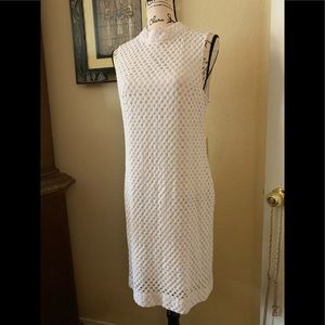 White Eyelet Lace Sheath Dress